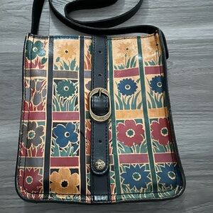 Patricia Nash Venezia Italian Multicolored Floral Leather Crossbody Bag
